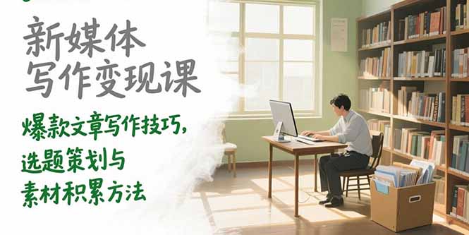 新媒体写作变现课，爆款文章写作技巧，选题策划与素材积累方法-取盛轻创