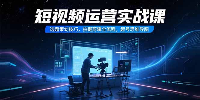 短视频运营实战课，选题策划技巧，拍摄剪辑全流程，起号思维导图-胜创圈