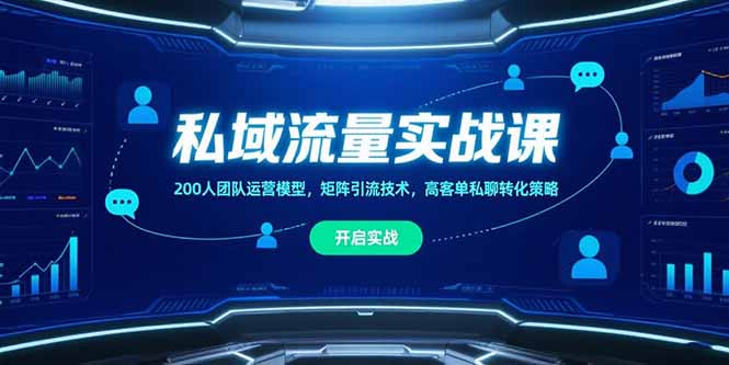 私域流量实战课，200人团队运营模型，矩阵引流技术，高客单私聊转化策略-取盛轻创