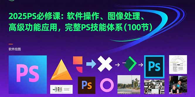 2025PS必修课：软件操作、图像处理、高级功能应用，完整PS技能体系(100节)-清创圈