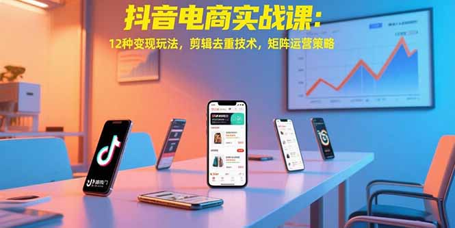 抖音电商实战课：12种变现玩法，剪辑去重技术，矩阵运营策略-云创优业