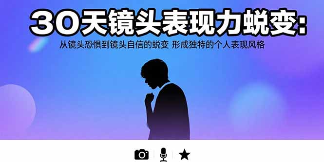 30天镜头表现力蜕变：从镜头恐惧到镜头自信的蜕变 形成独特的个人表现风格-威虎科创