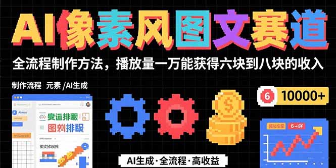 AI像素风图文赛道：全流程制作方法，播放量一万能获得6块到8块的收入-聚创学社
