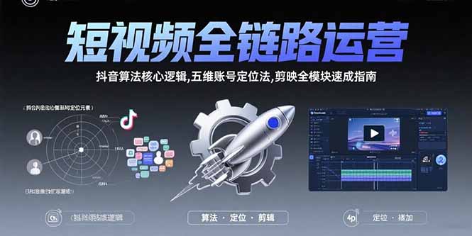 短视频全链路运营：抖音算法核心逻辑,五维账号定位法,剪映全模块速成指南-创客圈