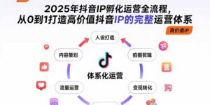 2025年抖音IP孵化运营全流程，从0到1打造高价值抖音IP的完整运营体系-优创圈