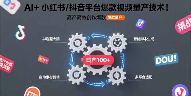 AI+小红书/抖音平台爆款视频量产技术：高产高效创作爆款视频！-取盛轻创