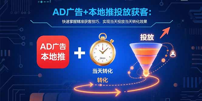 AD广告+本地推投放获客：快速掌握精准获客技巧，实现当天投放当天转化效果-聚创学社
