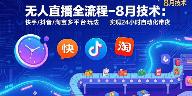 无人直播全流程-8月技术：快手/抖音/淘宝多平台玩法 实现24小时自动化带货-威虎科创