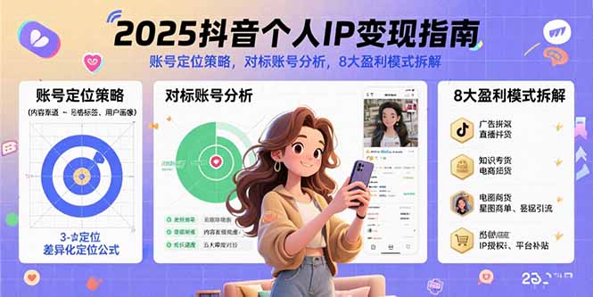 2025抖音个人IP变现指南，账号定位策略，对标账号分析，8大盈利模式拆解-速富圈