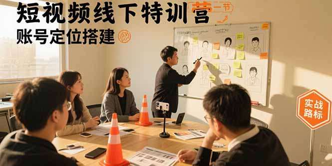 短视频线下特训营：账号定位搭建/口播号拍摄剪辑/直播间流量入口/变现实战-胜创圈