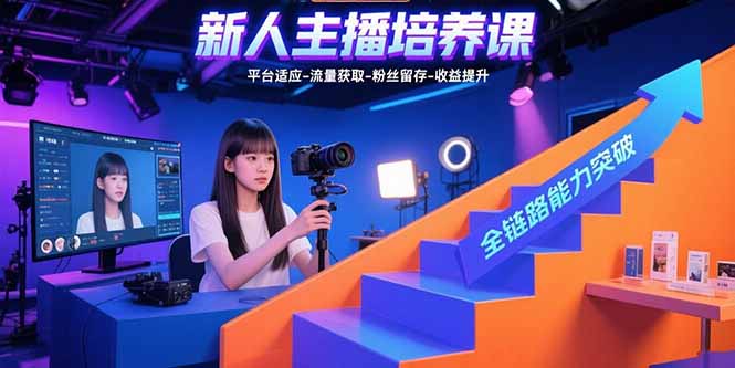 新人主播培养课：平台适应-流量获取-粉丝留存-收益提升 全链路能力突破-胜创圈