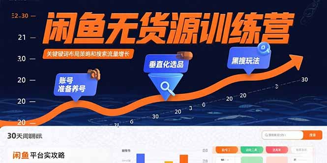 闲鱼无货源训练营：账号准备养号/垂直化选品/黑搜玩法，0基础30天盈利指南-伙伴笔记