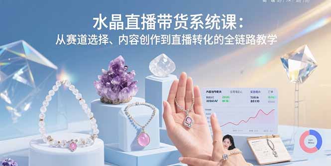 水晶直播带货系统课：从赛道选择、内容创作到直播转化的全链路教学-创客圈