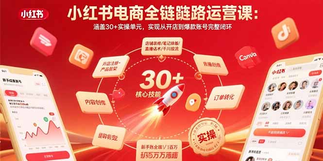 小红书电商全链路运营课：涵盖30+实操单元，实现从开店到爆款账号完整闭环-创客圈