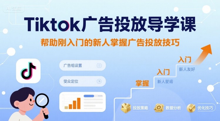 Tiktok广告投放导学课，帮助刚入门的新人掌握广告投放技巧-创客圈