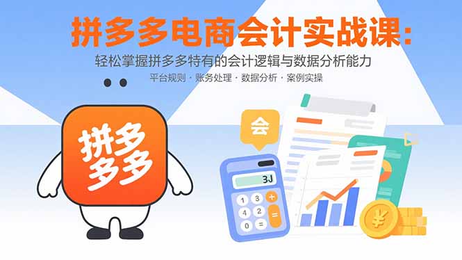 拼多多电商会计实战课：轻松掌握拼多多特有的会计逻辑与数据分析能力