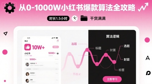 从0-1000W小红书爆款算法全攻略，时长1.5小时，干货满满-创客圈