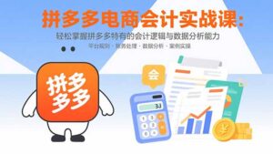 拼多多电商会计实战课：轻松掌握拼多多特有的会计逻辑与数据分析能力-优创圈