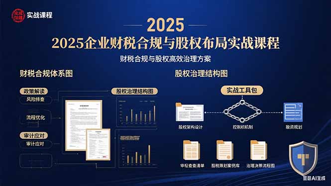 2025企业财税合规与股权布局的实战课程：财税合规与股权高效治理方案-清创圈