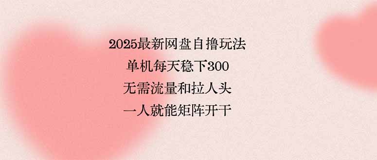 2025最新网盘自撸玩法，单机每天稳下3张，无需流量和拉人头，一个人就…-云创优业