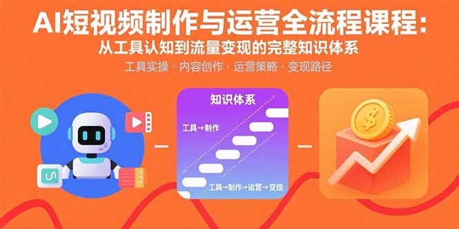 AI短视频制作与运营全流程课程：从工具认知到流量变现的完整知识体系-清创圈
