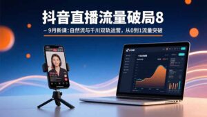 抖音直播流量破局8-9月新课：自然流与千川双轨运营，从0到1流量突破-优创圈