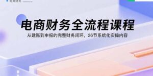 电商财务全流程课程：从建账到申报的完整财务闭环，26节系统化实操内容-优创圈