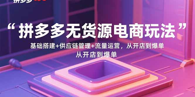 拼多多无货源电商玩法：基础搭建+供应链管理+流量运营，从开店到爆单-胜创圈