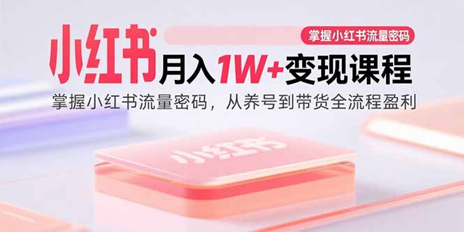 小红书月入1W+变现课程：掌握小红书流量密码，从养号到带货全流程盈利-点创网