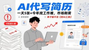 AI代写简历，一天5张+今年找工作难，市场刚需，单子做不完【附AI工具】-优创圈