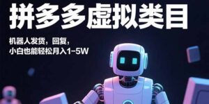 拼多多虚拟类目，机器人发货，回复，小白也能轻松月入1-5W-优创圈