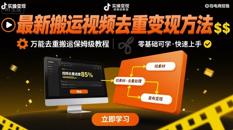 图片[1]-最新搬运视频去重变现方法，万能去重搬运保姆级教程-优创圈