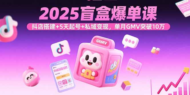 2025盲盒爆单课，抖店搭建+5天起号+私域变现，单月GMV突破10万-点创网