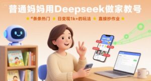 普通妈妈用Deepseek做家教号,条条热门,日变现1k+的玩法,直接抄作业-优创圈