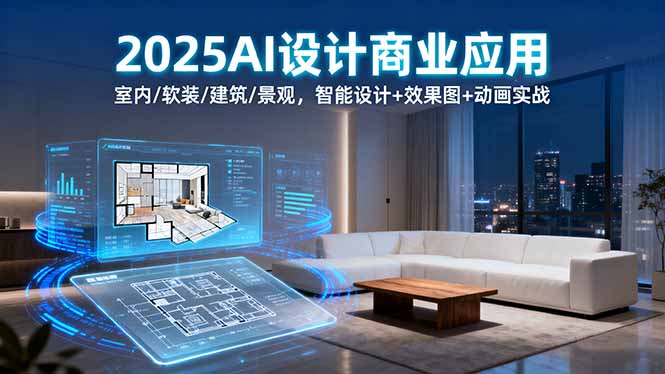 2025AI设计商业应用：室内/软装/建筑/景观，智能设计+效果图+动画实战-优创圈