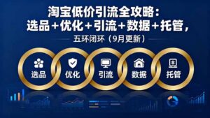 淘宝低价引流全攻略:选品+优化+引流+数据+托管,五环闭环(9月更新)-优创圈