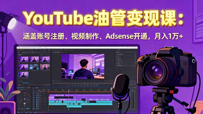 2025YouTube油管变现课：涵盖账号注册、视频制作、Adsense开通，月入1万+-云创优业