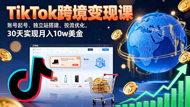 TikTok跨境变现课：账号起号、独立站搭建、投流优化，30天实现月入10w美金-伙伴笔记