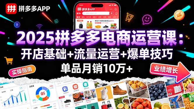 2025拼多多电商运营课：开店基础+流量运营+爆单技巧，单品月销10万+-点创网