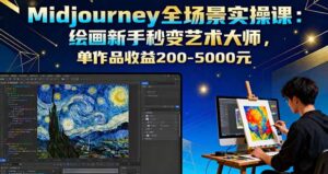 Midjourney全场景实操课:绘画新手秒变艺术大师,单作品收益200-5000元-优创圈