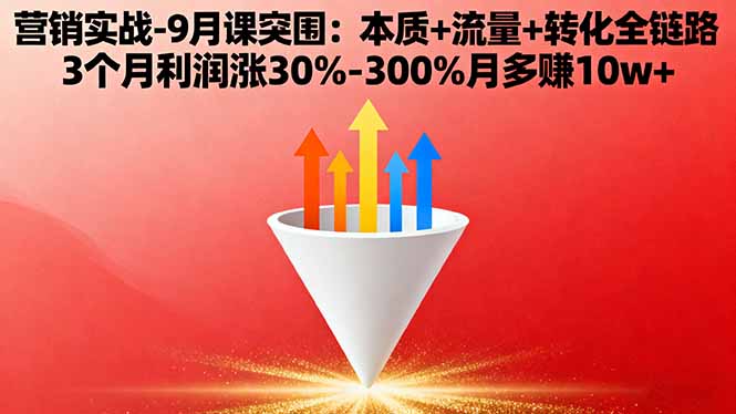 营销实战-9月突围课:本质+流量+转化全链路 3个月利润涨30%-300%月多赚10w+-点创网