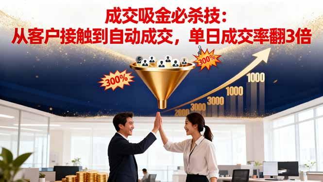 吸金成交营销必杀技:从客户接触到自动成交,单日成交率翻3倍-优创圈