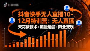 抖音快手无人直播10-12月特训营：无人直播天花板技术+流量运营+商业变现-优创圈
