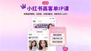 小红书高客单IP课，免费盈利模型、会员制、关键词截流，单账号月入10万+-优创圈