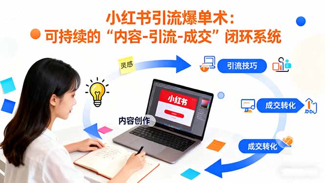 小红书引流爆单术：构建一套低成本 可持续的“内容-引流-成交”闭环系统-云创优业