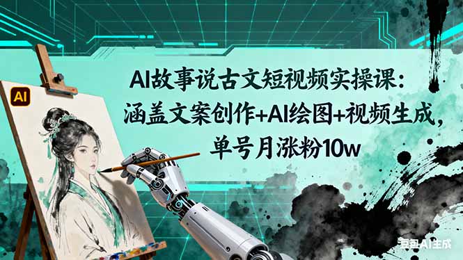 AI故事说古文短视频实操课:涵盖文案创作+AI绘图+视频生成,单号月涨粉10w-点创网
