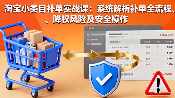 淘宝小类目补单实战课：系统解析补单全流程、降权风险及安全操作-创客圈