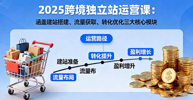 2025跨境独立站运营课：涵盖建站搭建、流量获取、转化优化三大核心模块-清创圈