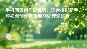 手机摄影之画意创作训练营：适合摄影新手、短视频创作者及后期处理爱好者-优创圈