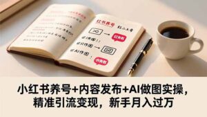 小红书养号+内容发布+AI做图实操，精准引流变现，新手月入过万-优创圈